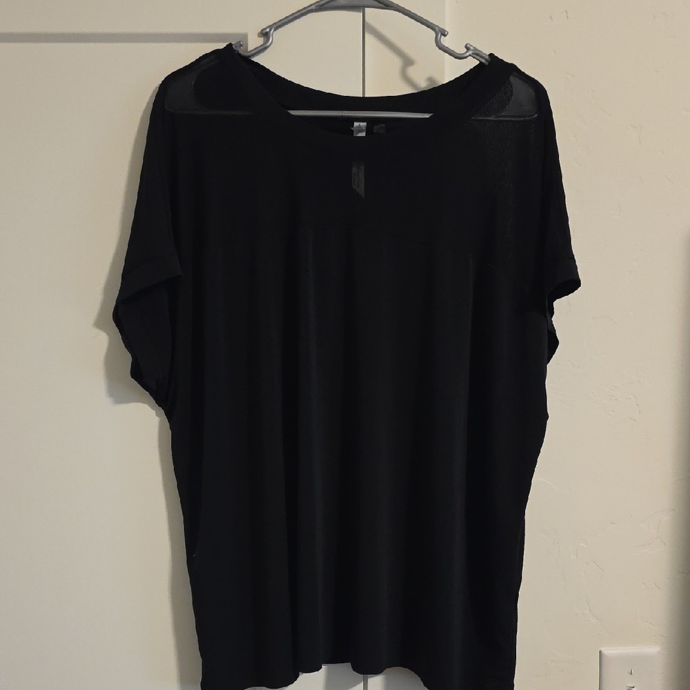 NY Collection Black Short Sleeve Oversized Tee